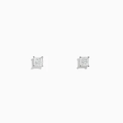 Earrings|Effy Jewelry 14K White Gold Princess Cut Diamond Solitaire Stud Earrings, 0.49 TCW