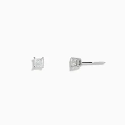 Earrings|Effy Jewelry 14K White Gold Princess Cut Diamond Solitaire Stud Earrings, 0.49 TCW