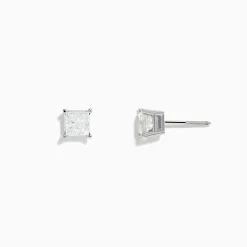 Earrings|Effy Jewelry 14K White Gold Princess Cut Diamond Solitaire Stud Earrings, 0.98 TCW