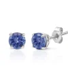 Earrings|ADJ 14K White Gold Round Tanzanite Stud Earrings, 0.65 TCW