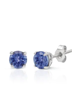 Earrings|ADJ 14K White Gold Round Tanzanite Stud Earrings, 0.65 TCW