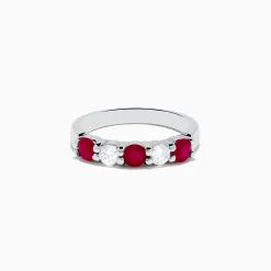 Rings|Effy Jewelry 14K White Gold Ruby and Diamond Stacking Band, 1.14 TCW