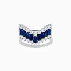 Rings|Effy Jewelry 14K White Gold Sapphire and Diamond Contoured Band Ring