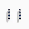 Earrings|Effy Jewelry 14K White Gold Sapphire and Diamond Hoop Earrings