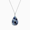 Necklaces & Pendants|Effy Jewelry 14K White Gold Sapphire and Diamond Teardrop Pendant, 3.80 TCW