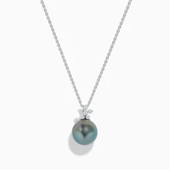 Necklaces & Pendants|Effy Jewelry 14K White Gold Tahitian Pearl and Diamond Pendant