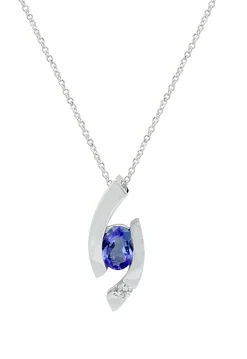 Necklaces & Pendants|Effy Jewelry 14K White Gold Tanzanite and Diamond Pendant, 0.81 TCW
