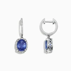Earrings|Effy Jewelry 14K White Gold Tanzanite and Diamond Earrings, 4.14 TCW