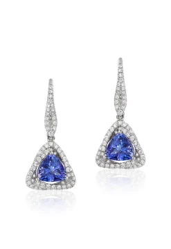 Earrings|Effy Jewelry 14K White Gold Trillion Tanzanite and Diamond Earrings, 1.62 TCW