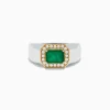 Mens|Effy Jewelry 14K White u0026 Yellow Gold Emerald and Diamond Ring