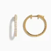Earrings|Effy Jewelry 14K Yellow Gold 3/4" Diamond Hoop Earrings 0.74 TCW