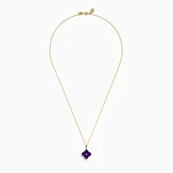 Necklaces & Pendants|Effy Jewelry 14K Yellow Gold Amethyst and Diamond Pendant
