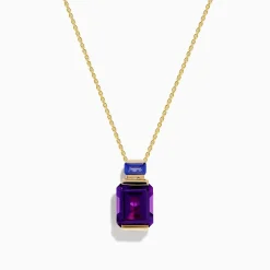 Necklaces & Pendants|Effy Jewelry 14K Yellow Gold Amethyst and Tanzanite Pendant