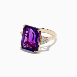 Rings|Effy Jewelry 14K Yellow Gold Amethyst and Diamond Ring