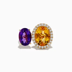 Rings|Effy Jewelry 14K Yellow Gold Amethyst and Citrine Diamond Toi Et Moi Ring