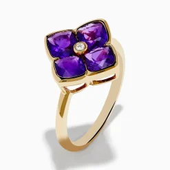Rings|Effy Jewelry 14K Yellow Gold Amethyst and Diamond Ring