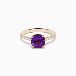 Rings|Effy Jewelry 14K Yellow Gold Amethyst and Diamond Ring