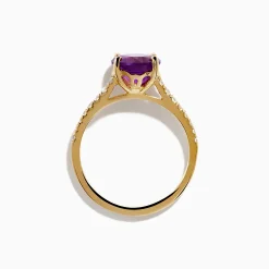 Rings|Effy Jewelry 14K Yellow Gold Amethyst and Diamond Ring
