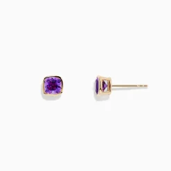 Earrings|BH Multi 14K Yellow Gold Amethyst Stud Earrings