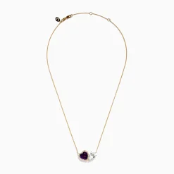 Necklaces & Pendants|Effy Jewelry 14K Yellow Gold Amethyst, White Topaz, and Diamond Necklace