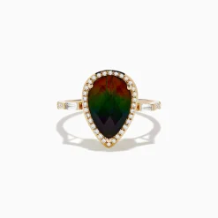 Rings|Effy Jewelry 14K Yellow Gold Ammolite and Diamond Ring