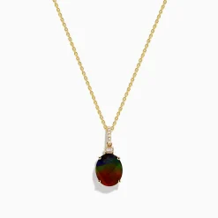 Necklaces & Pendants|Effy Jewelry 14K Yellow Gold Ammolite and Diamond Pendant