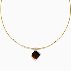 Necklaces & Pendants|Effy Jewelry 14K Yellow Gold Ammolite and Diamond Snake Chain Pendant