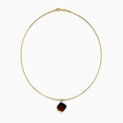 Necklaces & Pendants|Effy Jewelry 14K Yellow Gold Ammolite and Diamond Snake Chain Pendant