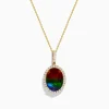 Necklaces & Pendants|Effy Jewelry 14K Yellow Gold Ammolite and Diamond Pendant