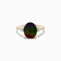 Rings|Effy Jewelry 14K Yellow Gold Ammolite and Diamond Ring
