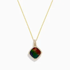 Necklaces & Pendants|Effy Jewelry 14K Yellow Gold Ammolite and DIamond Pendant