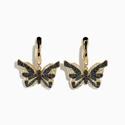 Earrings|Effy Jewelry 14K Yellow Gold Black and White Diamond Butterfly Earrings