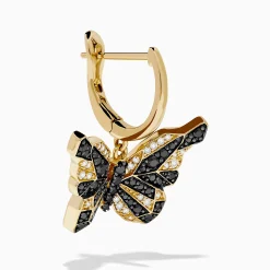 Earrings|Effy Jewelry 14K Yellow Gold Black and White Diamond Butterfly Earrings