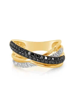 Rings|Effy Jewelry 14K Yellow Gold Black and White Diamond Ring, 0.62 TCW