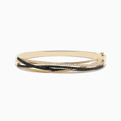 Bracelets|Effy Jewelry 14K Yellow Gold Black and White Diamond Crossover Bracelet