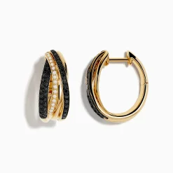Earrings|Effy Jewelry 14K Yellow Gold Black and White Diamond Earrings