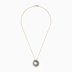 Necklaces & Pendants|Effy Jewelry 14K Yellow Gold Blue and White Diamond Circle Pendant