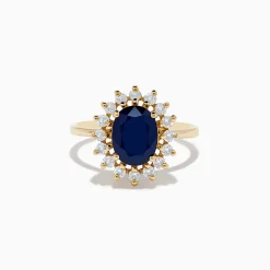 Rings|Effy Jewelry 14K Yellow Gold Blue Sapphire and Diamond Ring, 2.29 TCW