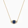 Necklaces & Pendants|Effy Jewelry 14K Yellow Gold Blue Sapphire and Diamond Evil Eye Necklace