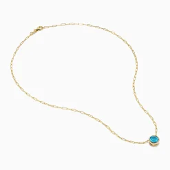 Necklaces & Pendants|Effy Jewelry 14K Yellow Gold Blue Topaz Bezel Paperclip Chain Pendant