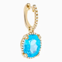 Earrings|Effy Jewelry 14K Yellow Gold Blue Topaz and Diamond Drop Earrings