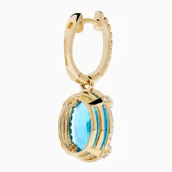 Earrings|Effy Jewelry 14K Yellow Gold Blue Topaz and Diamond Drop Earrings