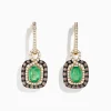 Earrings|Effy Jewelry 14k Yellow Gold Brown u0026 White Diamond Halo Emerald Drop Earrings