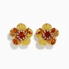 Earrings|Effy Jewelry 14K Yellow Gold Citrine, Yellow Sapphire and Diamond Flower Earrings
