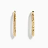 Earrings|Effy Jewelry 14K Yellow Gold Crystal Cut Tube Oval Hoops