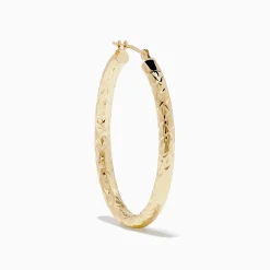 Earrings|Effy Jewelry 14K Yellow Gold Crystal Cut Tube Oval Hoops