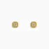 Earrings|Effy Jewelry 18K Yellow Gold Cushion Halo Yellow Diamond Stud Earrings 0.73 TCW