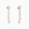 Earrings|Effy Jewelry 14K Yellow Gold Diamond and Fresh Water Pearl Drop Earrings, 0.05 TCW