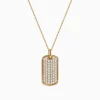 Necklaces & Pendants|Effy Jewelry 14K Yellow Gold Diamond Dog Tag Pendant