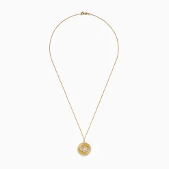 Necklaces & Pendants|Effy Jewelry 14K Yellow Gold Diamond Evil Eye Pendant